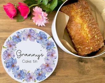 Granny's Personalised Cake Tin, Personalised Baking Tin, Watercolor Baking Tin, Baking Gift, Personalised Birthday Gift, Cake, Gift For Cake