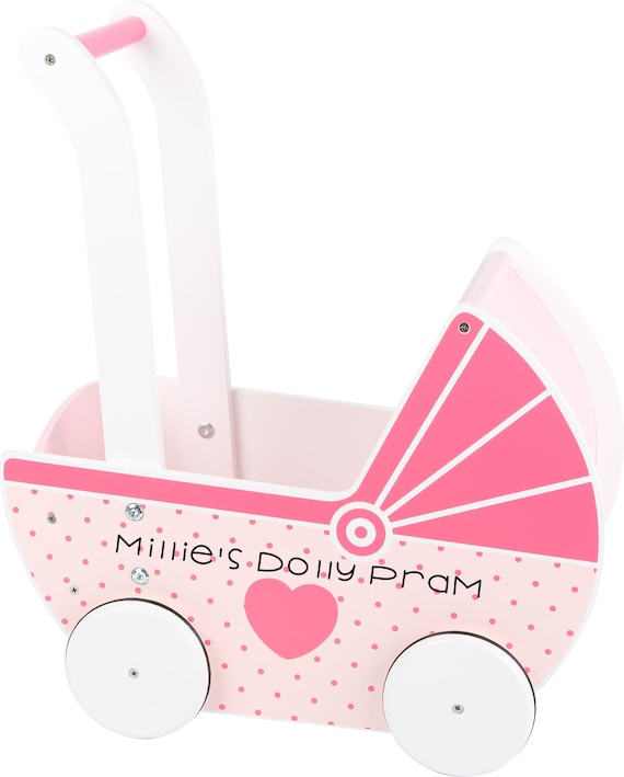 Personalised Wooden Pram Charm//Mobile Push-Chair Buggy Stroller ~Baby Girls
