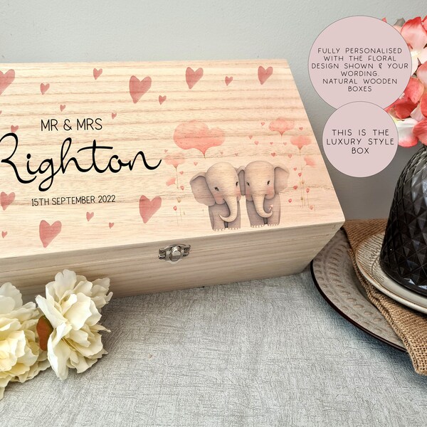 Wooden Personalised Love Panda Wedding Memory Box, Wedding Keepsake Box, Wedding Keepsake Gift, Gift For Couple, Wedding Gift, Wood Box