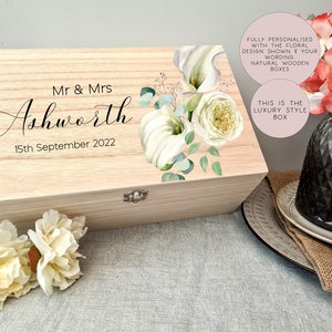 Wooden Personalised Floral Wedding Memory Box, Wedding Keepsake Box, Wedding Keepsake Gift, Gift For Couple, Wedding Gift, Wood Box