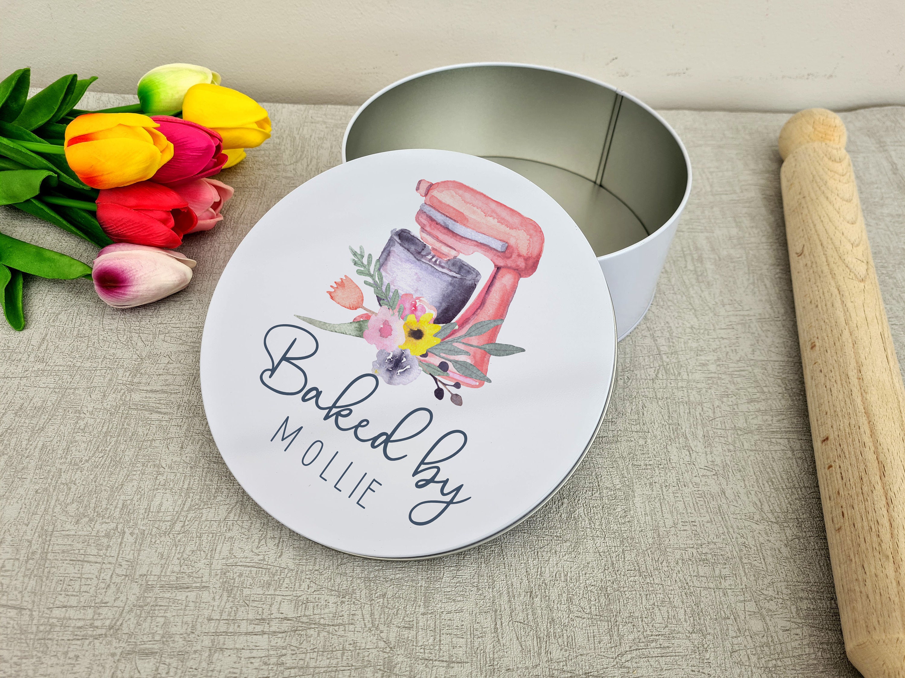 Baked By Personalised Cake Tin Personalised Baking Tin Etsy