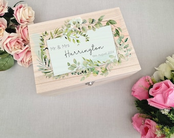 Wooden Personalised Eucalyptus Frame Wedding Box, Wedding Keepsake Box, Wedding Keepsake Gift, Gift For Couple, Wedding Gift, Wood Box