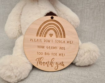 Engraved Brand New Don't Touch Plaque, Do Not Touch Baby Sign, Wooden Baby Sign, Please Don't Touch Baby Pram Sign, Pram Plaque