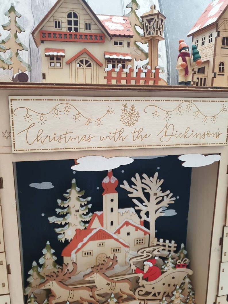 Personalised Wooden Advent Calendar Christmas Decoration Etsy