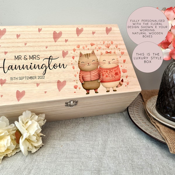Hölzerne personalisierte Liebe Panda Hochzeit Memory Box, Hochzeit Andenken Box, Hochzeit Andenken Geschenk, Geschenk für paar, Hochzeitsgeschenk, Holz Box