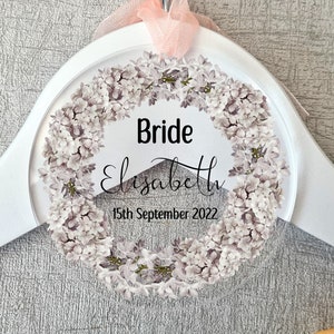 Acrylic Printed Purple Floral Personalised Hanger Tag, Bridesmaid Tag, Hanger Tag, Bridesmaid Gift, Engraved Hanger Gift, Wedding Tags