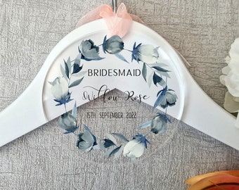 Acrylic Printed Lavender Floral Personalised Hanger Tag, Bridesmaid Tag, Hanger Tag, Bridesmaid Gift, Engraved Hanger Gift, Wedding Tags
