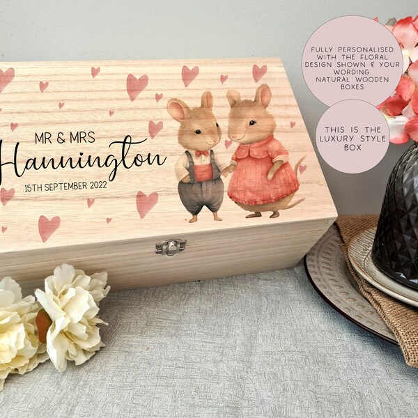 Hölzerne personalisierte Liebe Panda Hochzeit Erinnerungsbox, Hochzeit Andenken Box, Hochzeit Andenken Geschenk, Geschenk für Paar, Hochzeitsgeschenk, Holz Box