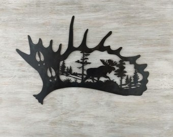 Moose Metal Wall Art, Cabin Wall Decor, Lodge Wall Decor, Moose Lover Gift, Wildlife Wall Art, Man Cave Decor, Nature Decor