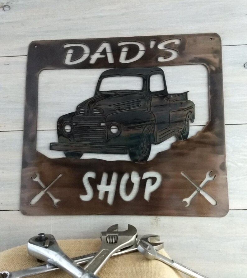 Chevy Truck Sign Car Lover Gift Ford Truck Sign Dads Corvette Sign Grandpas Shop Sign Custom Shop Sign Dads Shop Metal Sign