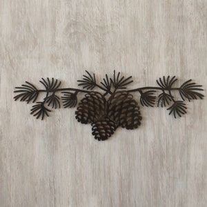 Pine Branch Metal Wall Art, Cabin Decor, Mountain Lodge Decor, Pine Cone Metal Wall Art, Cabin Accent Decor