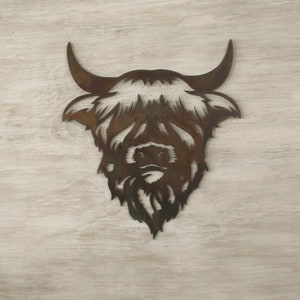 Highlander Cow Metal Wall Art, Scottish Highlander, Farmhouse Decor