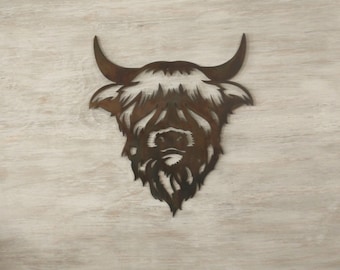 Highlander Cow Metal Wall Art, Scottish Highlander, Farmhouse Decor