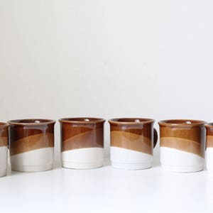 Set of 6 coffee cups, coffee mugs, white, modern, Brown, Danish design, 1960s, mid century