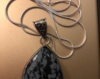 Snowflake obsidian pendant