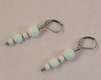 Malaysian jade pearl earrings and stainless steel metal beads