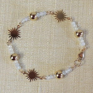 Moonstone and sun connector bracelet