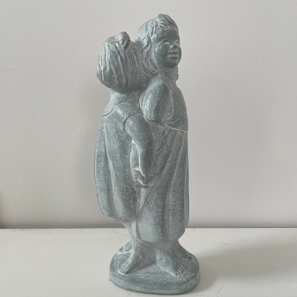 Vintage Isabel Bloom “Sisters” Figurine, Modern Art Statue Girls, Handmade Cement Sculpture, Signed Figurine Decor, Gifts for Her