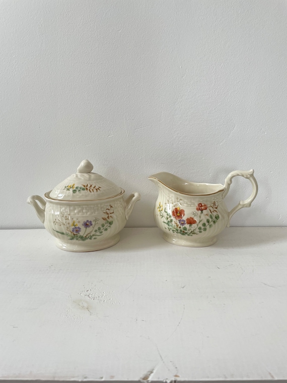 Vintage Mikasa Margaux Sugar Bowl and Creamer Set: Fine Ivory China