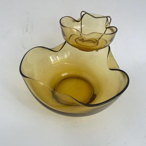 Vintage Chip and Dip Bowl with Bracket by Anchor Hocking