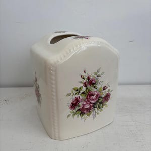 Vintage ‘Glamis Rose Rhapsody' Athena Ceramic Square Tissue Box Cover