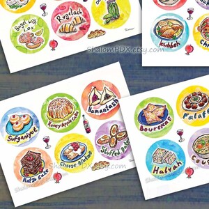 Tarjetas de comida judía, postres asquenazíes, israelíes, sefardíes y festivos, tradición judía, arte judaico, sopa de bolas de matzá, regalo para una mamá judía