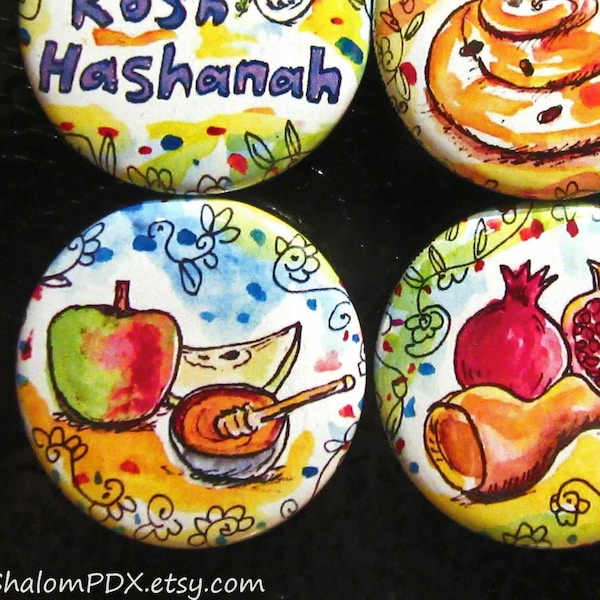Rosh Hashanah Magnet Set, Jewish Gift, Shanah Tova, Pomegranate, Apple and Honey, Judaica Gift for Jewish New Year, Holiday Colander magnet