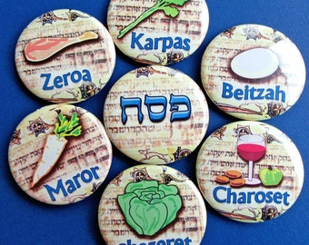 Passover Gift, Seder Plate, Fridge Magnet Set, Jewish Art Gift, Pesach Sameach, Seder Table Decoration, Whimsical Judaica Art for Kids,