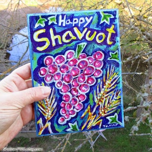 Shavuot Decoration, Hand Painted Shavuot Plaque, Jewish Holiday Wall Art, Festival of Weeks, Happy Shavuot Gift, Jewish Holiday Wall Art