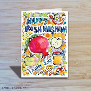 Printable Rosh Hashanah Card, Digital Download, Instant Download &amp; Print, Apple and Honey ...