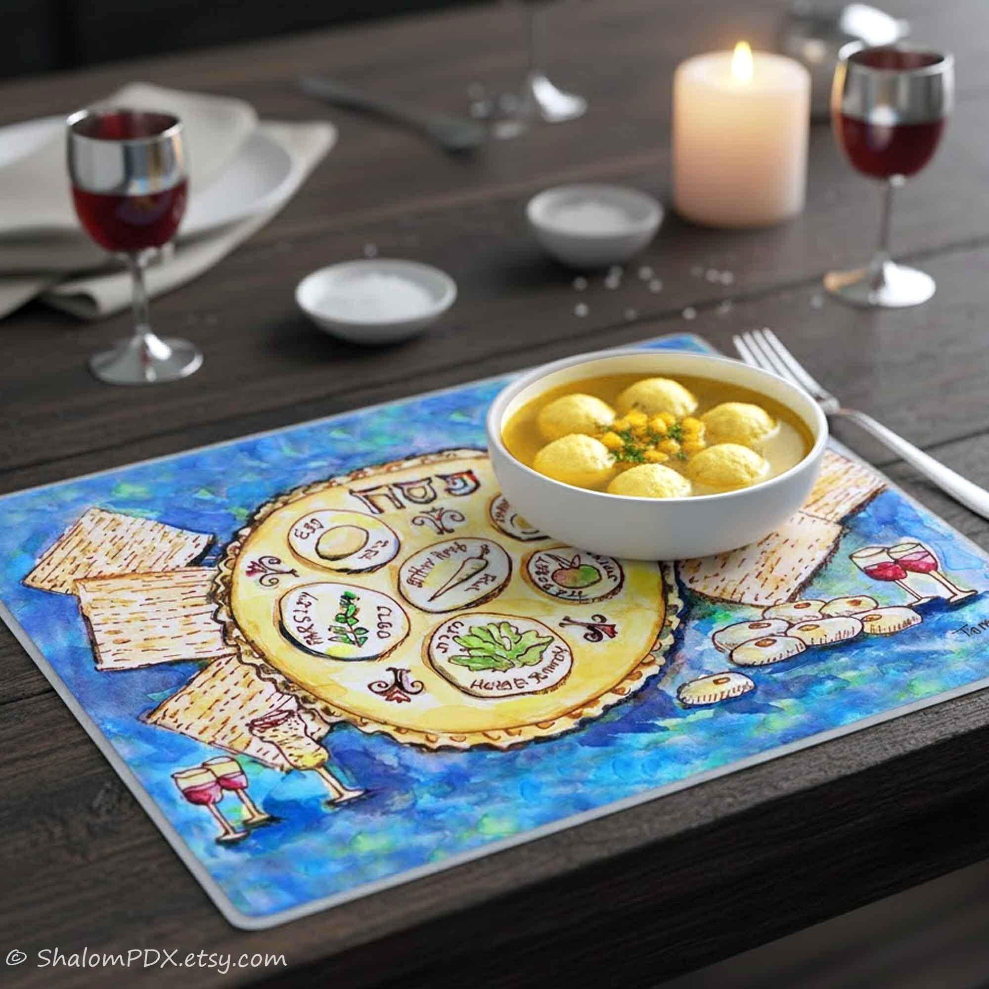 Passover Seder Plate Watercolor Art, Jewish Holiday Decor (digital ...