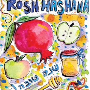 Printable Rosh Hashanah Card, Digital Download, Instant Download &amp; Print, Apple and Honey ...