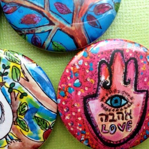 Love and Peace Magnet Set, Shalom, Judaica Art, Ahavah Gift, Peace Dove, Jewish Symbols, Tree of Life Art, Hamsa Hand Eye, Hebrew, Hope Gift image 4