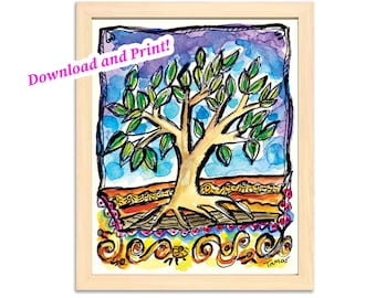 Printable 8x10 Art, Tree of Life, Digital Download, Watercolor Painting, Instant Download & Print, Etz Chaim, Jewish Gift, Judaica Wall Art