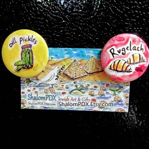 Jewish Food Magnets, Matzo Ball Soup, Passover Gift, Gefilte Fish, Bagel with Lox, Judaica Holiday Art, Shabbat Shalom, Food Illustrations, image 5