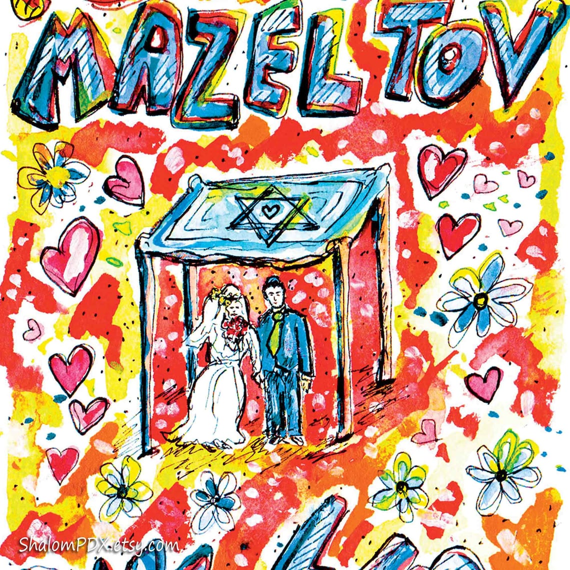 Printable Mazel Tov Wedding Card Digital Download Jewish Etsy