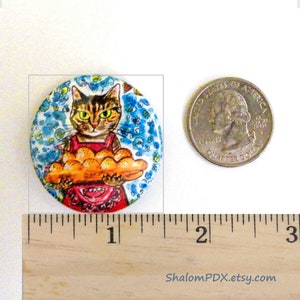 Jewish Cat Fridge Magnet Set, Jewish Food Art, Lox Bagel, Challah, Rugalach, Falafel Pita Bread, Whimsical Judaica, Funny Cat Themed Kitchen image 4