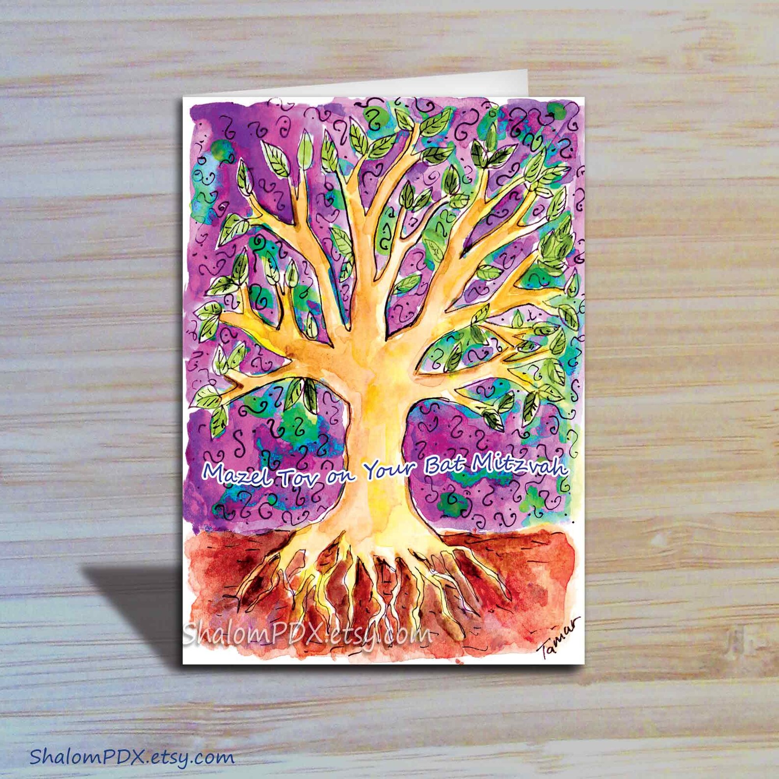 Printable Bat Mitzvah Card Digital Download Tree of Life - Etsy