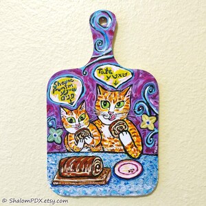 Tate Hand Painted Wood Art Cat Dad Babka Sheyne Punim Jewish Father’s Day Gift