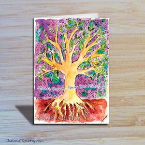 Printable Bat Mitzvah Card, Digital Download, Tree of Life, Mazel Tov ...