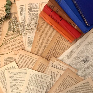 Confezione da 50+ pagine di vecchi libri in carta per scrapbooking invecchiata / effimeri vintage e antichi / diario spazzatura, collage, decoupage, posta ordinaria