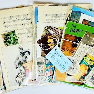 Plus de 70 pièces vintage en papier mélangé éphémères | Journal de bordel papercraft avec collage vintage, collage mural, kit de scrapbooking smashbook vieux livre