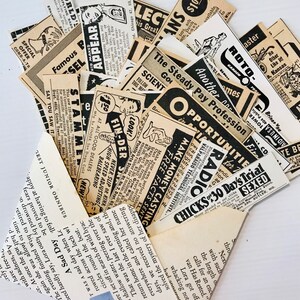 50 STÜCK MINI Vintage Werbung Ephemera Pack| Retro Kleinanzeigen| altes Junk Journal Mini Scrap Collage Kit