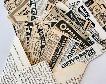 50 Piece Mini Vintage Advertising Ephemera Pack: Retro Collage Kit