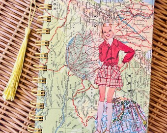 Travel journal diary - 70 page travellers notebook recycled vintage memory ticket stub album