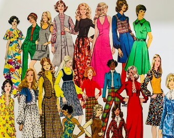 70’s Vintage Fashion Sewing Pattern Mannequins Dressmaking Diecut Fussy Cut 60’s Fashion Ephemera Collage Kit |scrapbooking