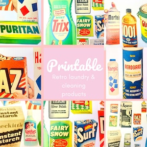 IMPRIMABLE lessive &produits de nettoyage collage feuille de poupée analogique maison de poupée fussy coupé mixte maison de poupée diecut ephemera junk journal