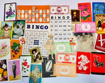 30-teilige VINTAGE Mixed swap Spielkarten und Ephemera Mystery Pack vintage collage papercraft Junk Journal, Wandcollage, Scrapbook Kit