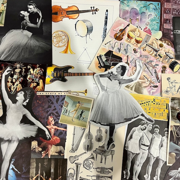 Vintage Dance Music Ballet Theatre ephemera pack | mood board | junk journal | collage kit | scrapbooking | 30pc
