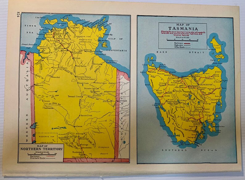 Vintage 1950 Western Australia Map, for framing junk journals, scrapbooking, card making, altered art image 3